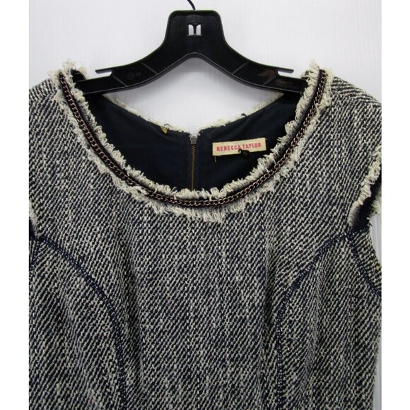 Rebecca Taylor Dress 6 Linen Blend Shift Cocktails Career Raw Hem - Picture 2 of 9